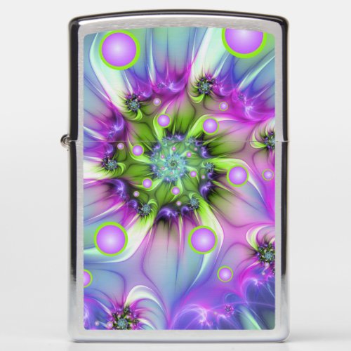 Colorful Spiral Round Shapes Abstract Fractal Art Zippo Lighter