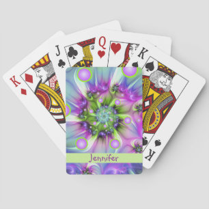 Colorful Spiral Round Shapes Abstract Fractal Name Poker Cards