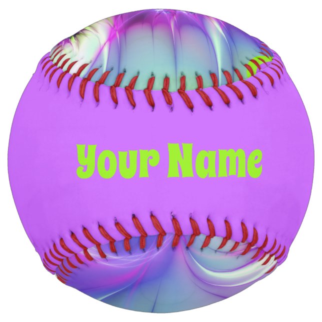 Colorful Spiral Round Shapes Abstract Fractal Name Softball (Front)