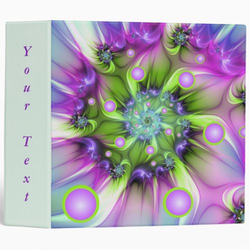 Colorful Spiral Round Shapes Abstract Fractal Text 3 Ring Binder