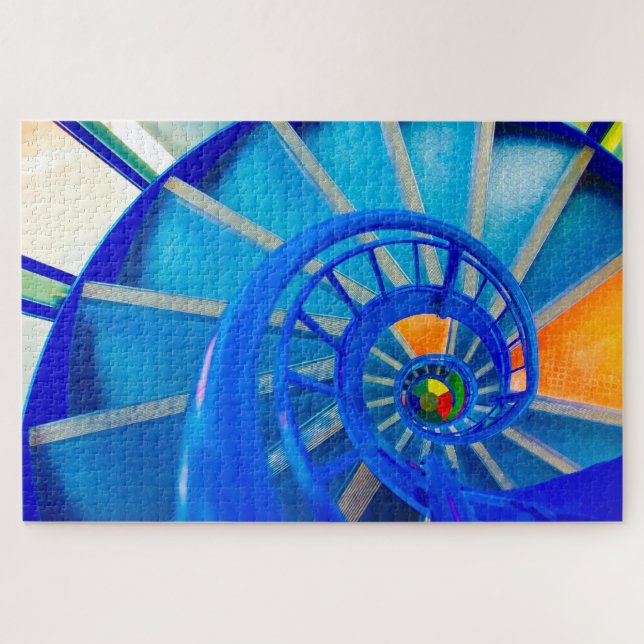 Colorful Spiral Staircase 1000+ Jigsaw Puzzle (Horizontal)