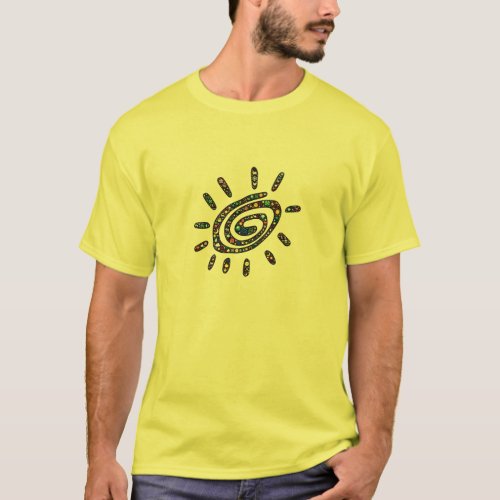 Colorful Spiral Sun Emoji Art T_Shirt