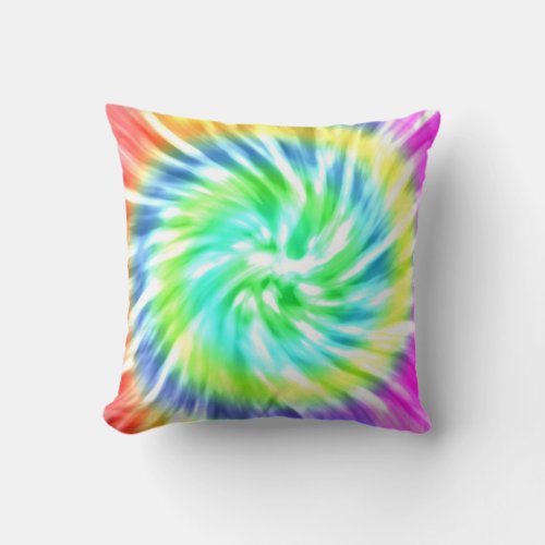 Colorful Spiral Tie Dye Throw Pillow