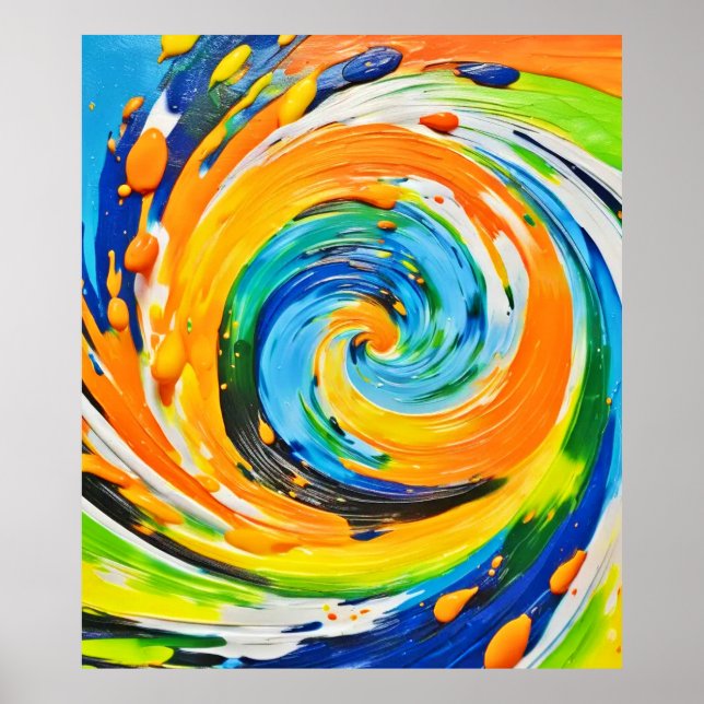 Colorful Spiral Vortex Design Poster (Front)
