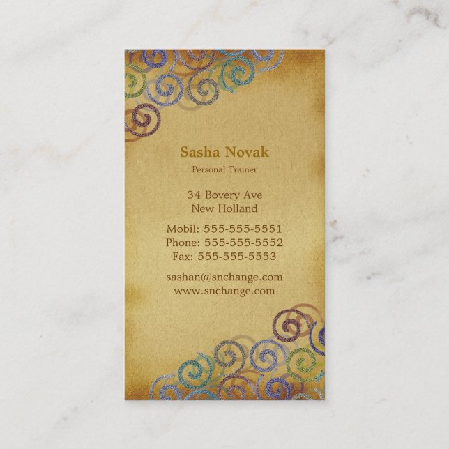 Colorful Spirals | Personal Trainer Business Card (Front)