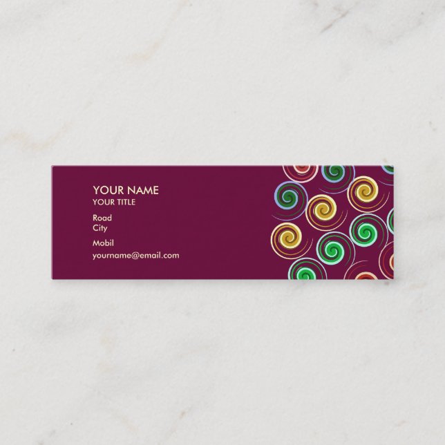 Colorful Spirals | Stylish Mini Business Card (Front)