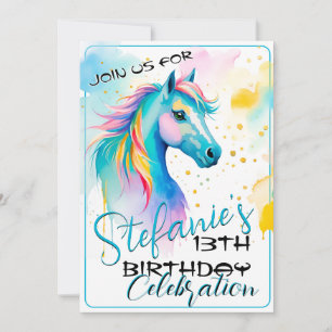 Colorful Spirit Pony 10 Birthday Invitation
