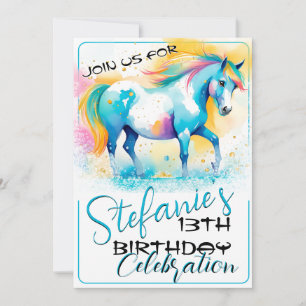 Colorful Spirit Pony 14 Birthday Invitation