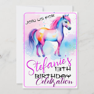 Colorful Spirit Pony 2 Birthday Invitation