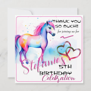 Colorful Spirit Pony 2 Birthday Thank you Card