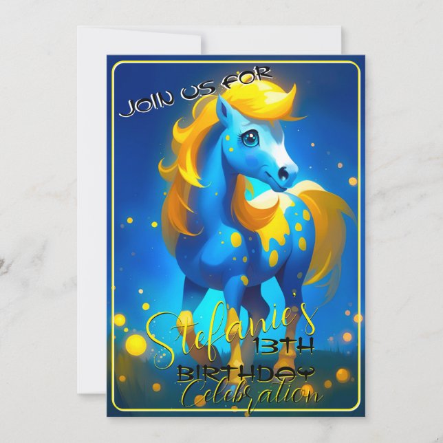 Colorful Spirit Pony 34 Birthday Invitation (Front)