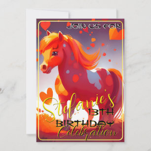 Colorful Spirit Pony 39 Birthday Invitation