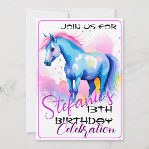 Colorful Spirit Pony 3 Birthday Invitation