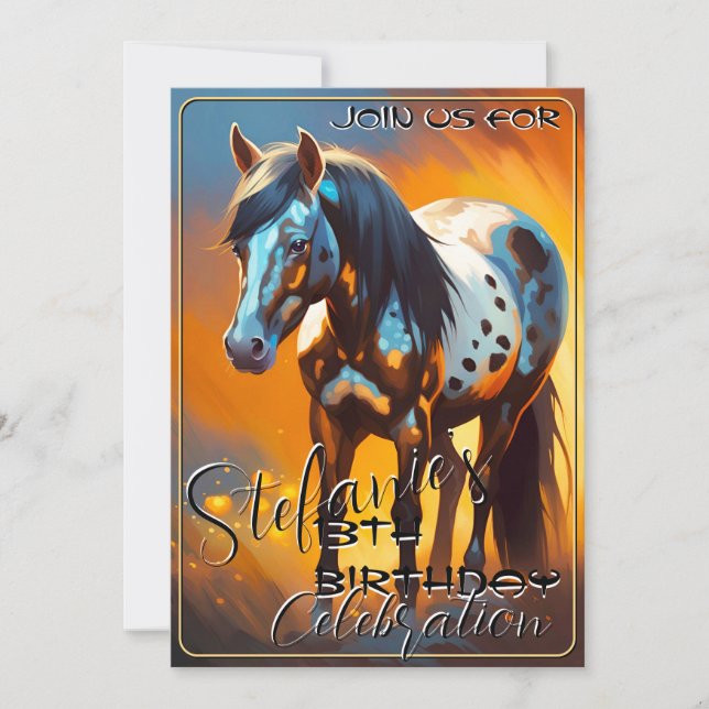 Colorful Spirit Pony 66 Birthday Invitation (Front)