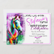 Colorful Spirit Pony Birthday Invitation