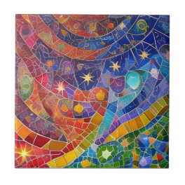 Colorful Spiritual Abstract Rainbow Flow Mosaic Ceramic Tile