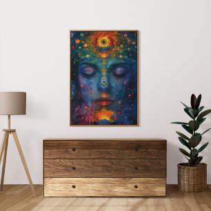 Colorful Spiritual Opened Third Eye Female Art Poster