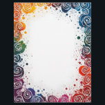 Colorful Splash and Swirls Letterhead<br><div class="desc">Colorful and exhuberant,  this letterhead has splatterpant in yellow,  breen,  blue,  and orange,  with white swirls,  surrounding a large central space.  Perfect for casual correspondance,  artsy newsletters,  and fun invitations.</div>