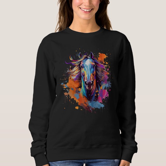 Colorful Splash Arabian Horse Sweatshirt (Front)