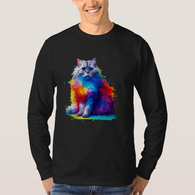 Colorful Splash Art Burmilla Burmillas T-Shirt (Front)