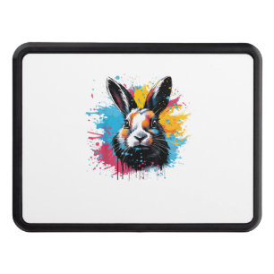 Colorful Splash Art Cute Dutch Rabbit Lover Hitch Cover