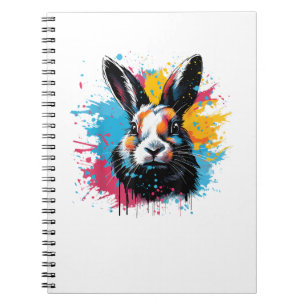 Colorful Splash Art Cute Dutch Rabbit Lover Notebook