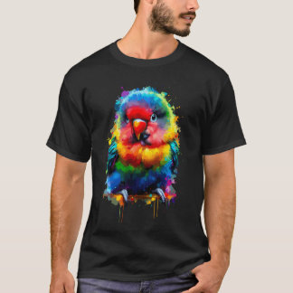 Colorful Splash Art Lovebird Birdwatching T-Shirt