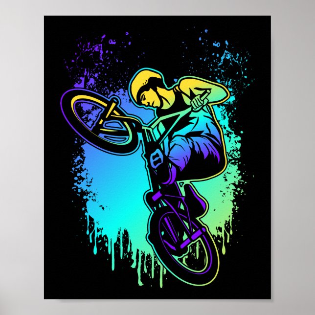 Colorful Splash BMX Bike Boys Bicycle Poster (Front)