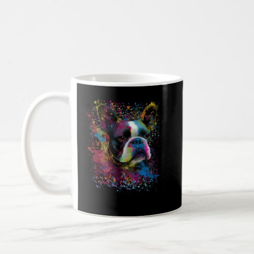 Colorful Splash Boston Terrier Portrait Puppy Owne Coffee Mug