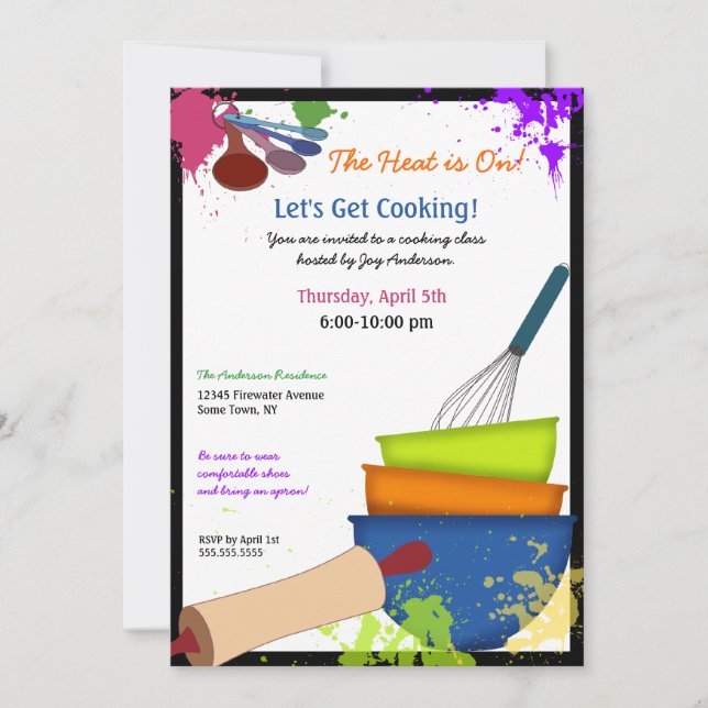 Colorful Splash Cooking Invitation (Front)
