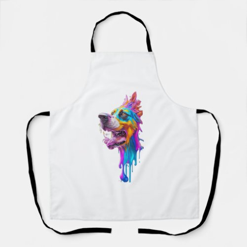 Colorful Splash Dog Graphic Art   Apron