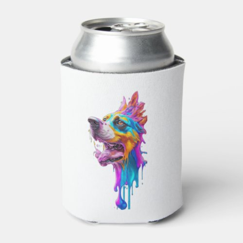 Colorful Splash Dog Graphic Art   Can Cooler