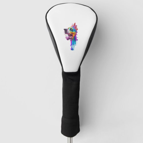 Colorful Splash Dog Graphic Art   Golf Head Cover