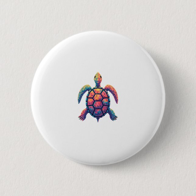 Colorful Splash Eastern Box Turtle (1) Button (Front)
