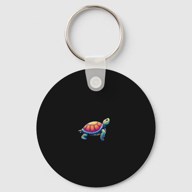 Colorful Splash Eastern Box Turtle (1) Keychain (Front)
