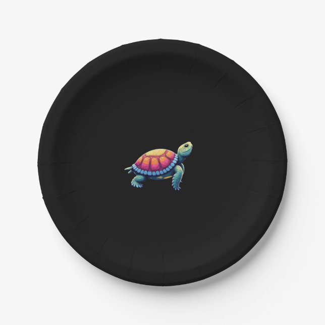 Colorful Splash Eastern Box Turtle (1) Paper Plates (Front)