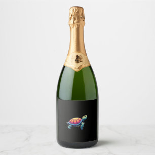 Colorful Splash Eastern Box Turtle (1) Sparkling Wine Label