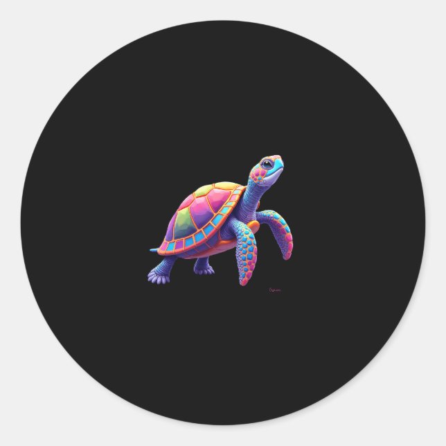 Colorful Splash Eastern Box Turtle (4) Classic Round Sticker (Front)