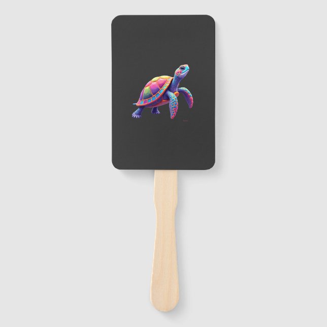 Colorful Splash Eastern Box Turtle (4) Hand Fan (Front)