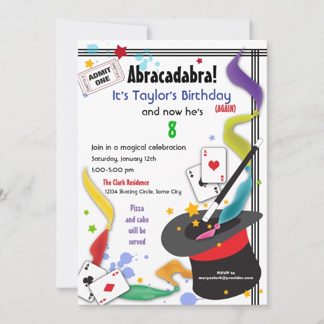 Colorful Splash Fun with Magic Invitation (Front)