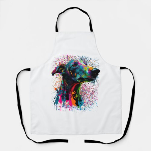 Colorful Splash Greyhound Portrait Puppy Owner Apron