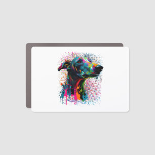 Colorful Splash Greyhound Portrait Puppy Owner Car Magnet