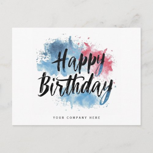 Colorful Splash Happy Birthday Business Postcard