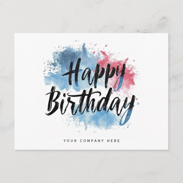 Colorful Splash Happy Birthday Business Postcard (Front)