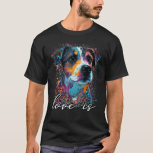 Colorful Splash Love is my Jack Russell Mama Portr T-Shirt