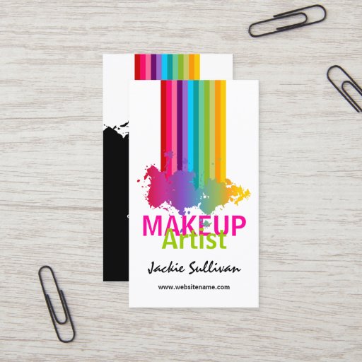 Customizable Colorful Splash Makeup Artist Business Cards