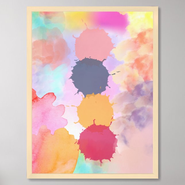 Colorful Splash Paint Abstract Art Poster (Framed Front)