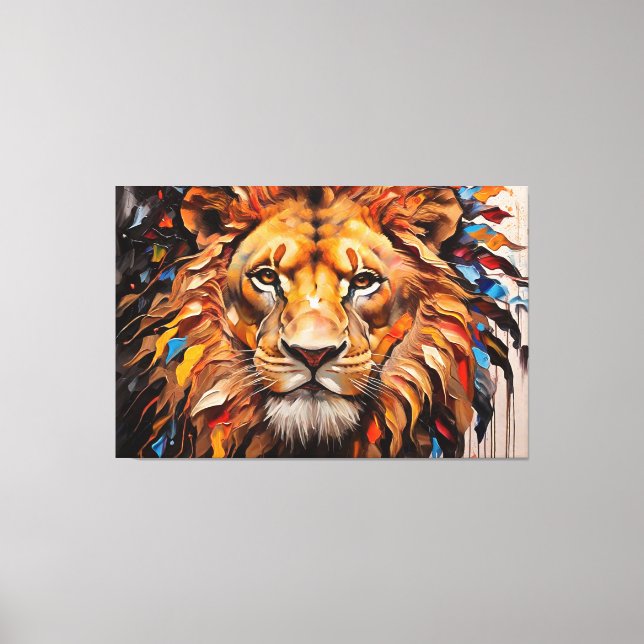 Colorful splash painting lion canvas print (Front)