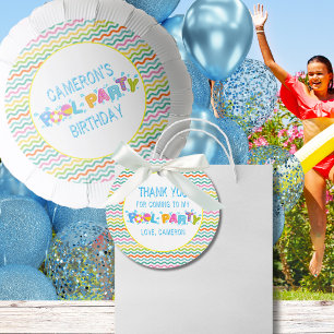 Colorful Splash Pool Party Thank You Favor Tags