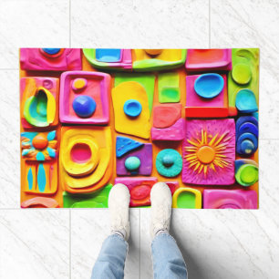 Colorful Splash Sculpture: Cartoonish Art Style Doormat